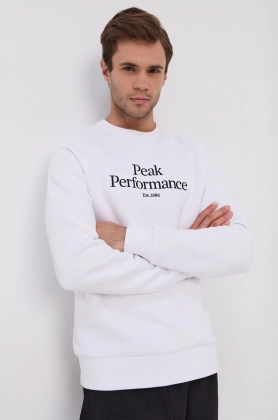 Peak Performance Bluza barbati, culoarea alb, melanj