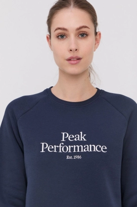 Peak Performance Bluza femei, culoarea albastru marin, cu imprimeu