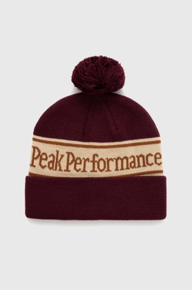 Peak Performance caciula culoarea bordo, din tricot gros