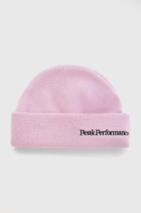Peak Performance caciula de lana culoarea roz, de lana, din tricot gros