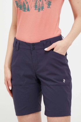 Peak Performance pantaloni scurti outdoor Iconiq culoarea albastru marin, neted, medium waist