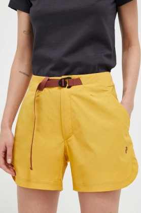Peak Performance pantaloni scurti outdoor Vislight Light culoarea galben, neted, high waist