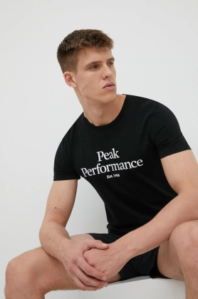 Peak Performance tricou din bumbac culoarea negru, cu imprimeu