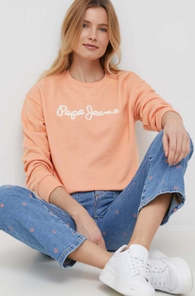 Pepe Jeans bluza femei, culoarea portocaliu, modelator