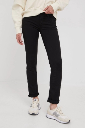 Pepe Jeans jeansi femei, culoarea negru, medium waist