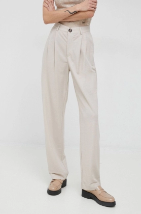 Pepe Jeans pantaloni Colette femei, culoarea bej, drept, high waist