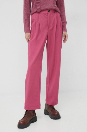 Pepe Jeans pantaloni Colette femei, culoarea roz, drept, high waist