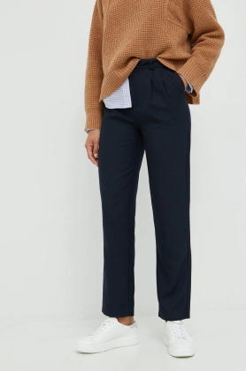 Pepe Jeans pantaloni femei, culoarea albastru marin, drept, high waist