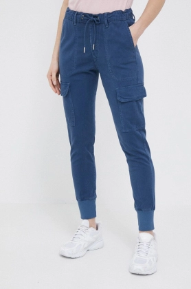 Pepe Jeans pantaloni femei, culoarea albastru marin, high waist