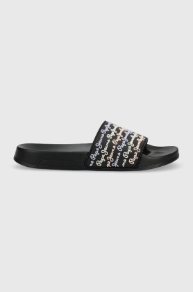 Pepe Jeans papuci SLIDER femei, culoarea negru, PLS70127