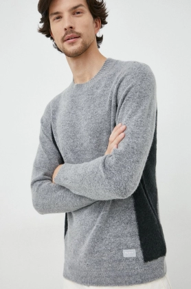 Pepe Jeans pulover din amestec de lana barbati, culoarea gri,