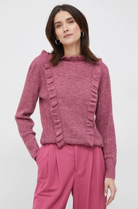 Pepe Jeans pulover din amestec de lana Talia femei, culoarea roz, light, cu turtleneck
