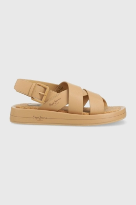 Pepe Jeans sandale SUMMER femei, culoarea bej, cu platforma, PLS90578