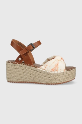 Pepe Jeans sandale Witney Knot femei, culoarea bej, cu platforma