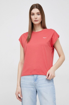Pepe Jeans tricou din bumbac Bloom culoarea rosu