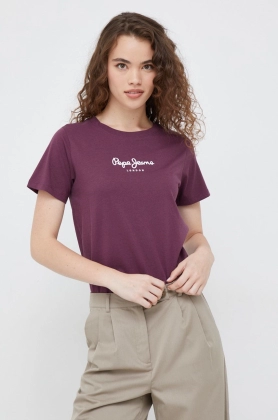 Pepe Jeans tricou din bumbac culoarea violet