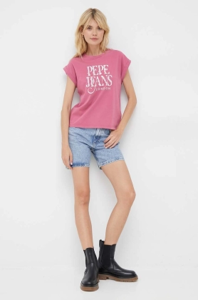Pepe Jeans tricou din bumbac Linda culoarea roz