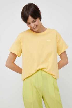 Pepe Jeans tricou din bumbac Wimani culoarea galben