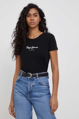 Pepe Jeans tricou New Virginia Ss N femei, culoarea negru