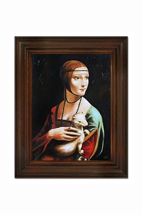 pictura in ulei intr-un cadru Leonardo Da Vinci, Dama z gronostajem