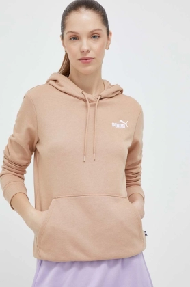 Puma bluza femei, culoarea bej, cu gluga, cu imprimeu