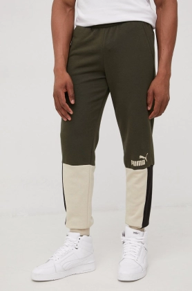 Puma pantaloni de trening 848007 barbati, culoarea verde, cu imprimeu