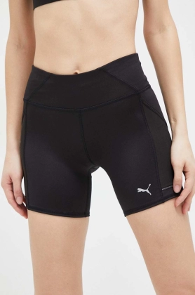 Puma pantaloni scurti de alergare Favorite culoarea negru, neted, high waist