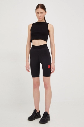 Puma pantaloni scurti de antrenament X Vogue femei, culoarea negru, cu imprimeu, high waist