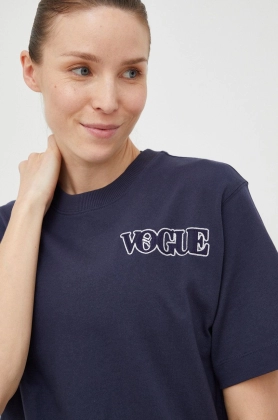 Puma tricou din bumbac X Vogue culoarea albastru marin