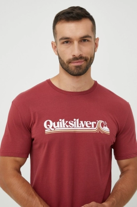 Quiksilver tricou din bumbac culoarea rosu, cu imprimeu