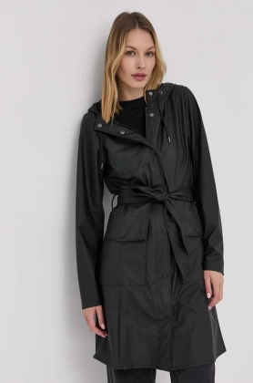 Rains geaca 18130 Curve Jacket femei, culoarea negru, de tranzitie