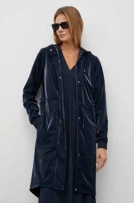 Rains geaca de ploaie 18550 String Parka femei, culoarea albastru marin, de tranzitie