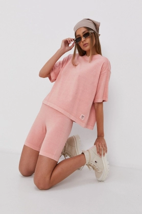 Reebok Classic Pantaloni scurti GR0392 femei, culoarea roz, material neted, high waist