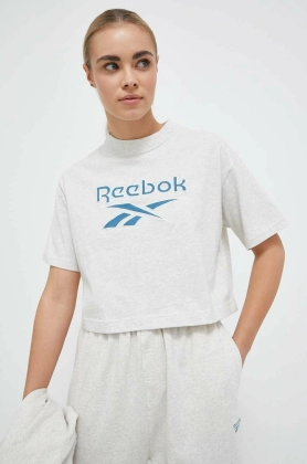 Reebok Classic tricou din bumbac AE Big Logo Crop culoarea bej