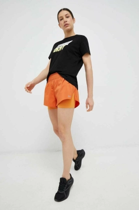 Reebok pantaloni scurti de alergare culoarea portocaliu, neted, medium waist