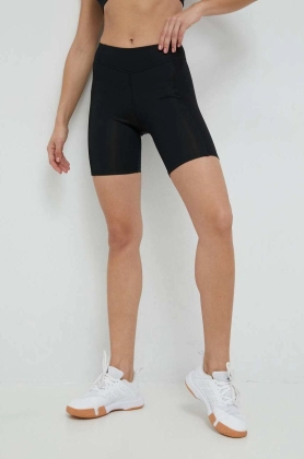 Reebok pantaloni scurti de yoga femei, culoarea negru, neted, high waist