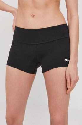 Reebok Pantaloni scurti GJ5671 femei, culoarea negru, material neted, medium waist