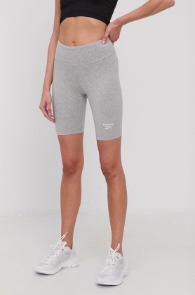 Reebok Pantaloni scurti GS9351 femei, culoarea gri, melanj, medium waist