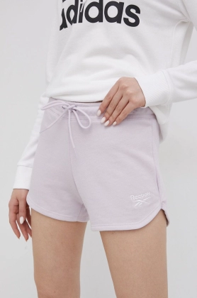 Reebok pantaloni scurti HB2307 femei, culoarea roz, neted, medium waist