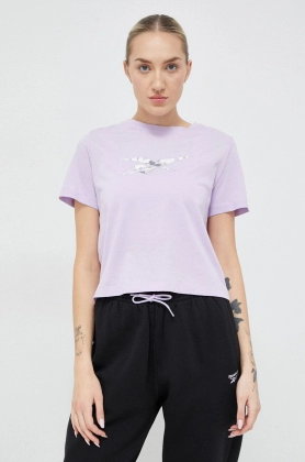 Reebok tricou din bumbac culoarea violet