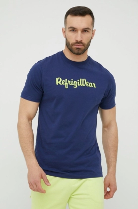 RefrigiWear tricou din bumbac culoarea albastru marin, cu imprimeu