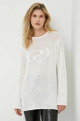 Resume pulover de bumbac culoarea alb, light