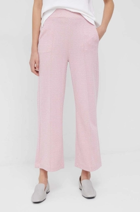 Rich & Royal pantaloni femei, culoarea roz, drept, high waist