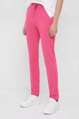 Rich & Royal pantaloni femei, culoarea roz, mulata, high waist
