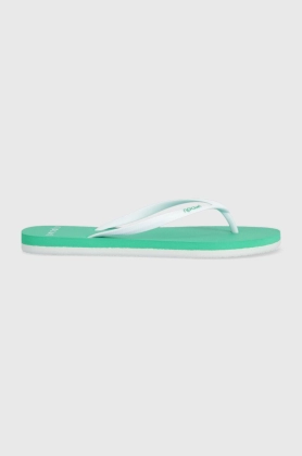 Rip Curl slapi femei, culoarea verde, cu toc plat