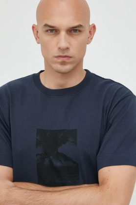 Rip Curl tricou din bumbac culoarea albastru marin, cu imprimeu