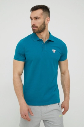 Rossignol polo de bumbac culoarea verde, neted