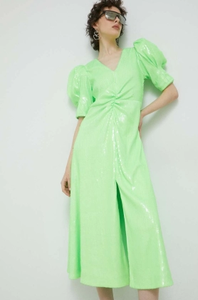 Rotate rochie culoarea verde, midi, evazati