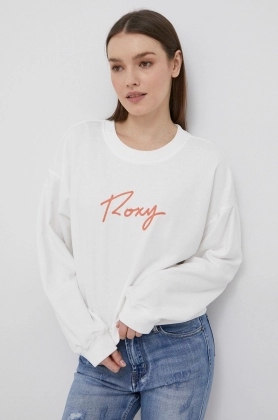 Roxy bluza femei, culoarea alb, cu imprimeu