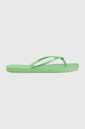 Roxy slapi femei, culoarea verde, cu toc plat